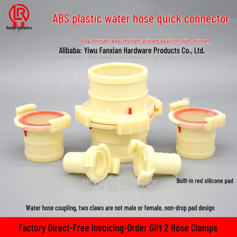 Durable ABS Plastic Quick-Connect Water Hose Connector, Corrosion & Drop Resistant, Available in Sizes: 1, 2, 3, 4 Inch.