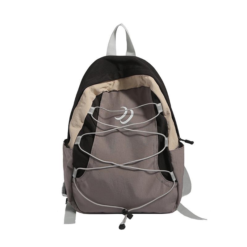 SCIONE New Fashion Backpack Japanese Style Stitching Contrast Drawstring Backpack Lightweight Sports Outdoor Travel Bag Student Schoolbag