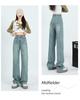 Women's Plus Size High Waist Wide Leg Jeans - Slim Fit, Winter, Thicken, Straight Leg, Loose, Drapey Long Pants
