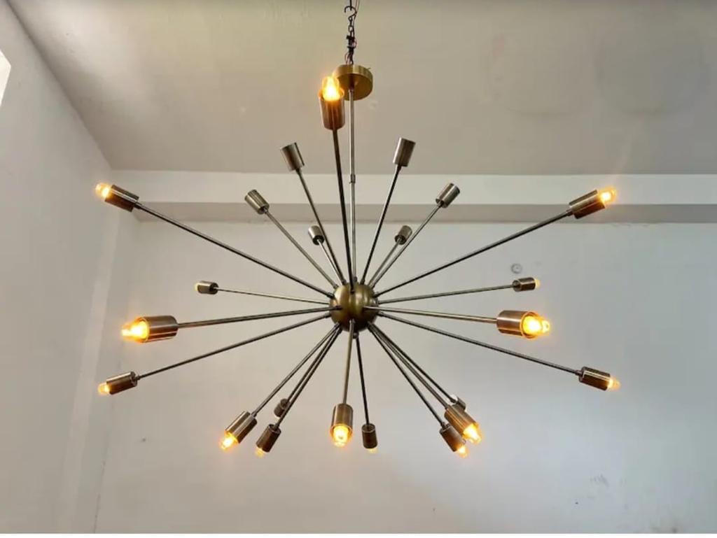 24 Light Elegant Ceiling Flush mount light Pendant Mid Century Modern Raw Brass Sputnik chandelier light Fixture