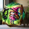 Magic Witch And Friendship Umbrella Folding Umbrella, Automatic Umbrella 8-Frame for Travel, Camping Use Gift for Halloween Christmas