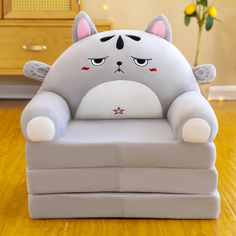 Multi-Function Folding Toddler Sofa: Cartoon Design, Washable Cushion, Perfect for Boys & Girls' Reading and Play.