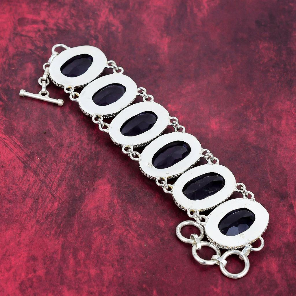 Iolite Bracelet Gemstone Jewelry, 925 Solid Sterling Silver Adjustable Chain Bracelet , Gift For Women Handmade Bracelet