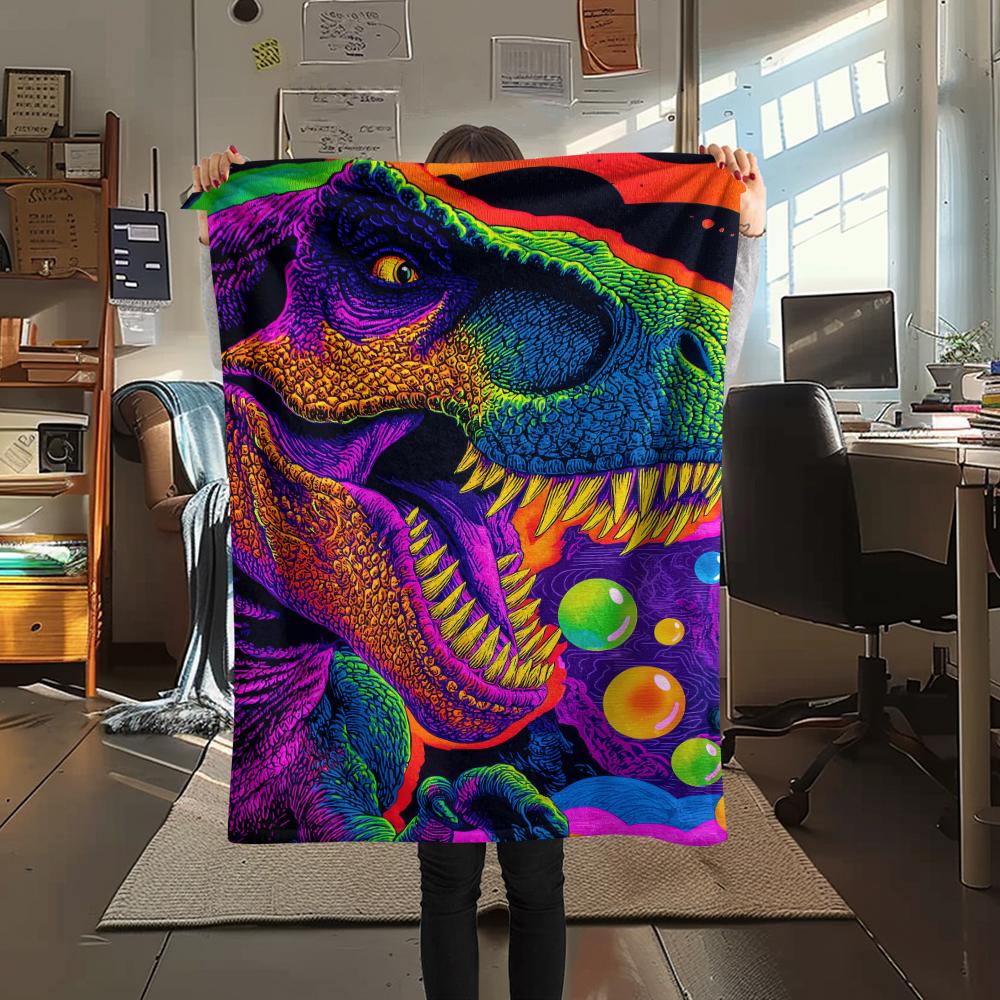 dinosaur Print Flannel Blanket, High quality Comfortable for All Seasons, Home Decor, Warmth and Comfort, Perfect for Christmas Gifts