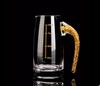 Gold Foil Glass Cup Golden Rock-shaped White Wine Cup Highball Glass 100ml Crystal Wine Dispenser Tableware Flagon Transparent