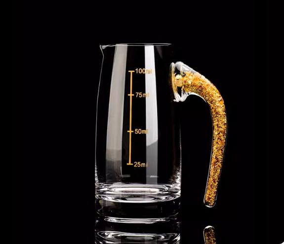 Gold Foil Glass Cup Golden Rock-shaped White Wine Cup Highball Glass 100ml Crystal Wine Dispenser Tableware Flagon Transparent