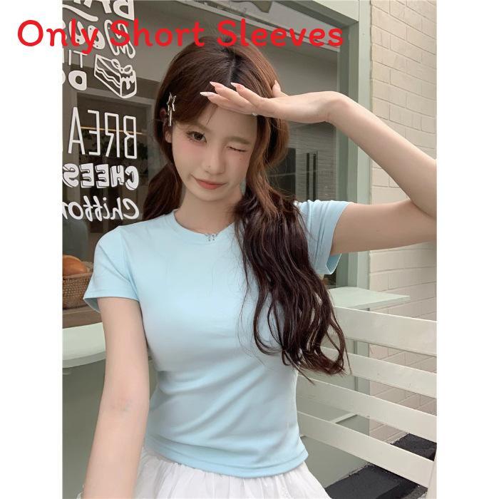 Plain Color Short Sleeve T Shirt For Women Summer Breathable Cotton Slim Fit Casual Top