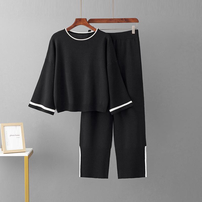 Women's European Style Casual Two-Piece Set - Spring/Autumn 2024 Fashion, Age-Reducing, Solid Color