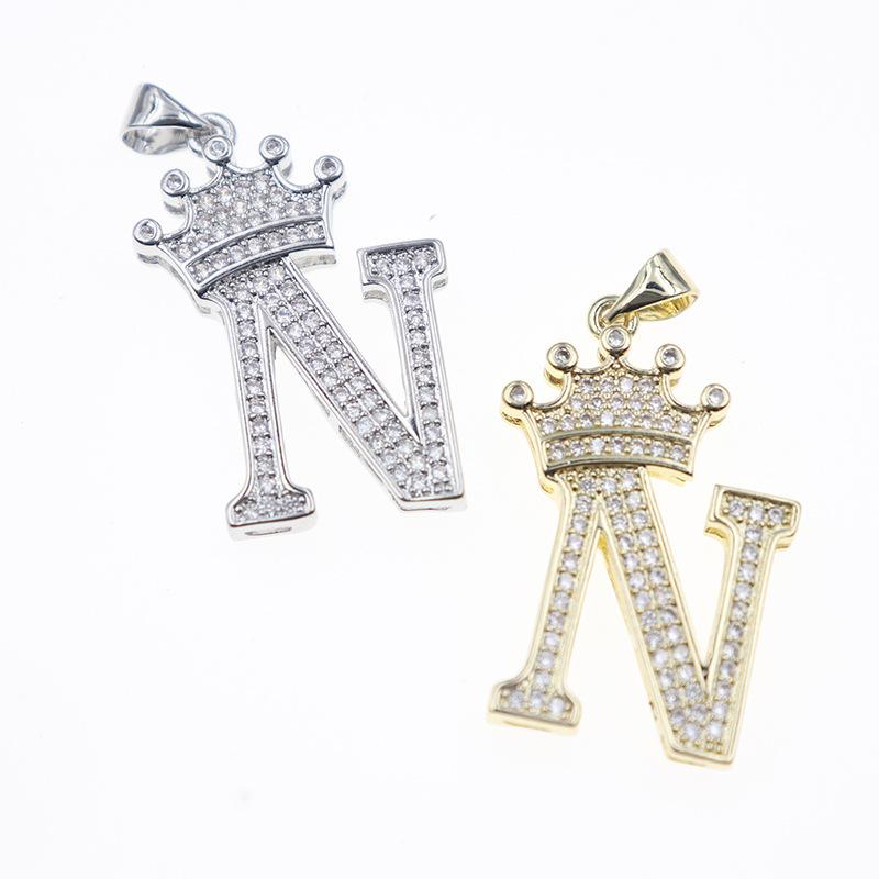 26 English Letters Women'S Letters Crown Pendant Necklace Zircon Pendant Jewelry
