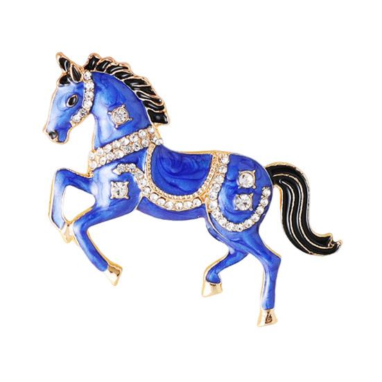 Enamel Horse Brooch Rhinestones Inlaid Horse Lapel Pin Retro Horse Brooch Pin Men Women Outfit Accessory for Clothes Hats Bags Scarves