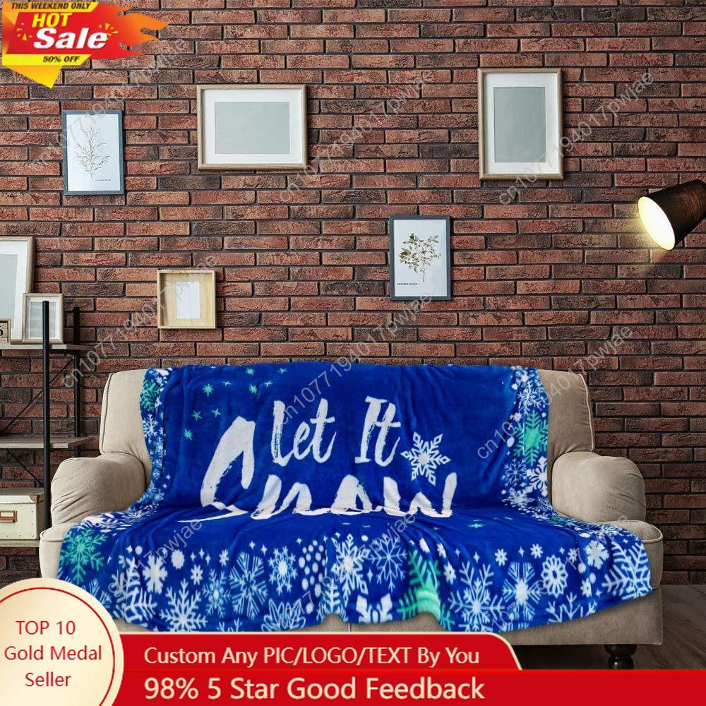 Let it Snow Blue Snowflake Super Soft Throw Blanket Throw Blanket for Bedroom Living Room Spring Time Custom blankets 75X95CM