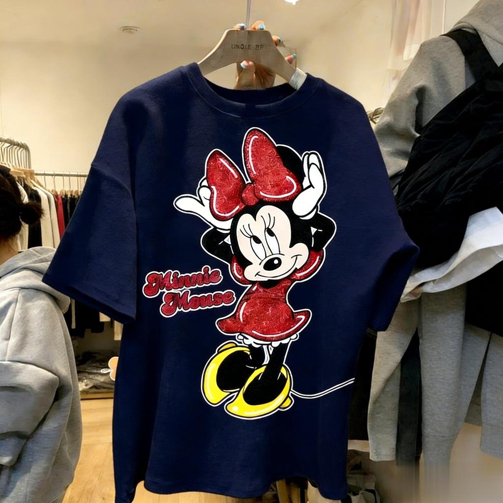 Unisex Oversized Minnie Mouse Cartoon T Shirt Women Men Vintage Short Sleeve Tee Summer Y2k Casual Streetwear Disney Print Tops
