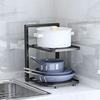 Multi-Layer Pot Storage Rack Strong Load-bearing Hollow Design Adjustable Cabinet Under-Sink Pan Rack Cookware Holder
