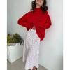 Spring Women's Elegant High Waist A-line Mermaid Hem Floral Cherry Print Skirt Vintage Crossborder European American Style Skirt