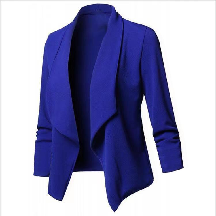 Damen Slim Fit Langarm Unifarben Blazer Vielseitige Stretchmanschette Revers Jacke für Bürokleidung, Eleganter Karriere Open Front Mantel für Pendler