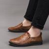 2025 Spring and Summer PU Hollow Men's Shoes Foreign Trade Men's Casual Leather Shoes Low-top Breathable One-pedal Lazy Shoes