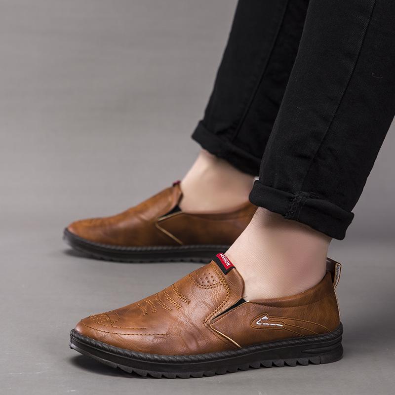 2025 Spring and Summer PU Hollow Men's Shoes Foreign Trade Men's Casual Leather Shoes Low-top Breathable One-pedal Lazy Shoes