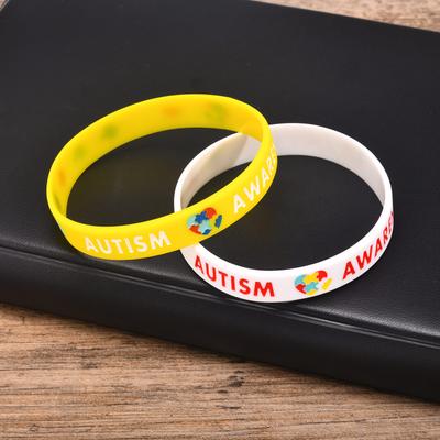 Autism Silicone Bracelets for Men Women, 12mm Soft Rubber Silicone Love Puzzle Autism Awareness Wristband,Sports Bangle