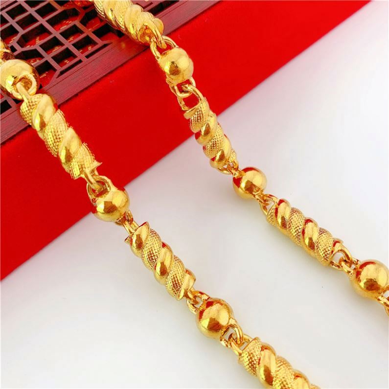 Dubai Vietnam Sand Gold Colorfast Chain Jewelry Brass Plated Bold Artificial Men's Spiral Necklace