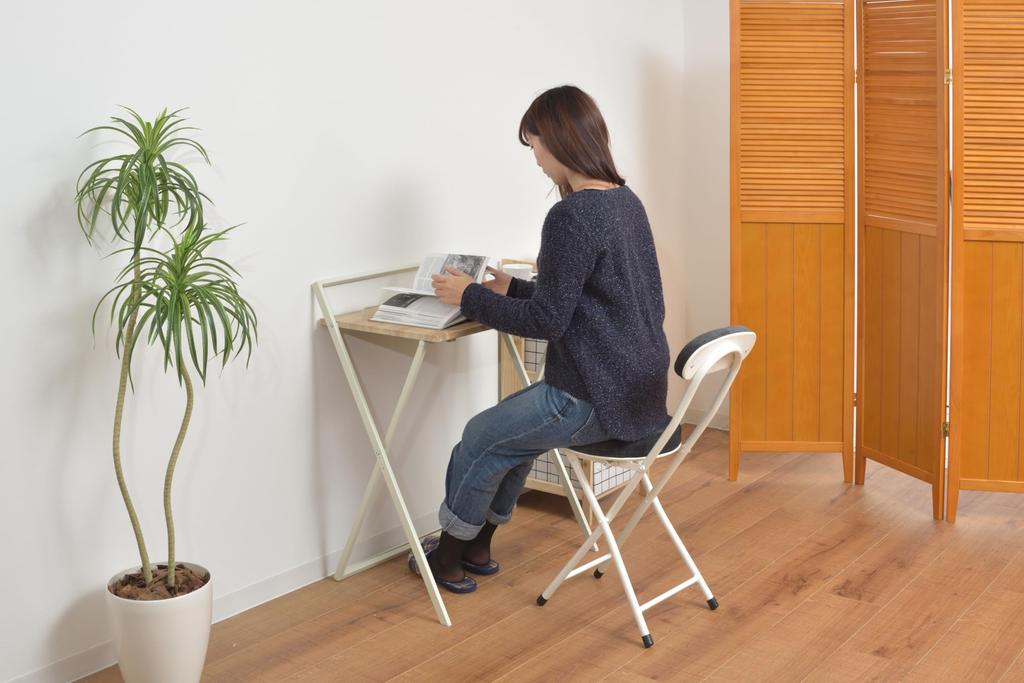 AZUMAYA Folding Desk White PT-780WH