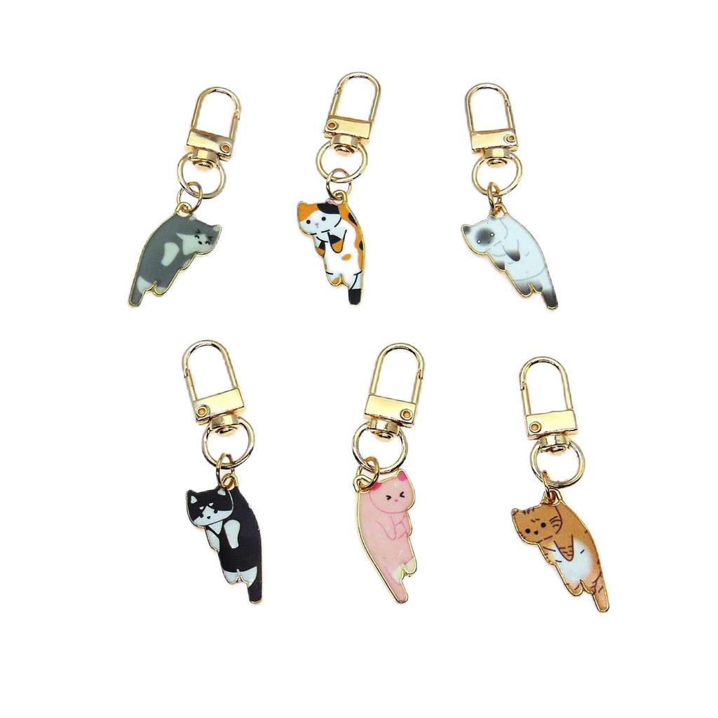 Wowjimi 6 Piece Pendant Literary Cute Cat Key Chain Gokin Stylish Pendant Key Ring