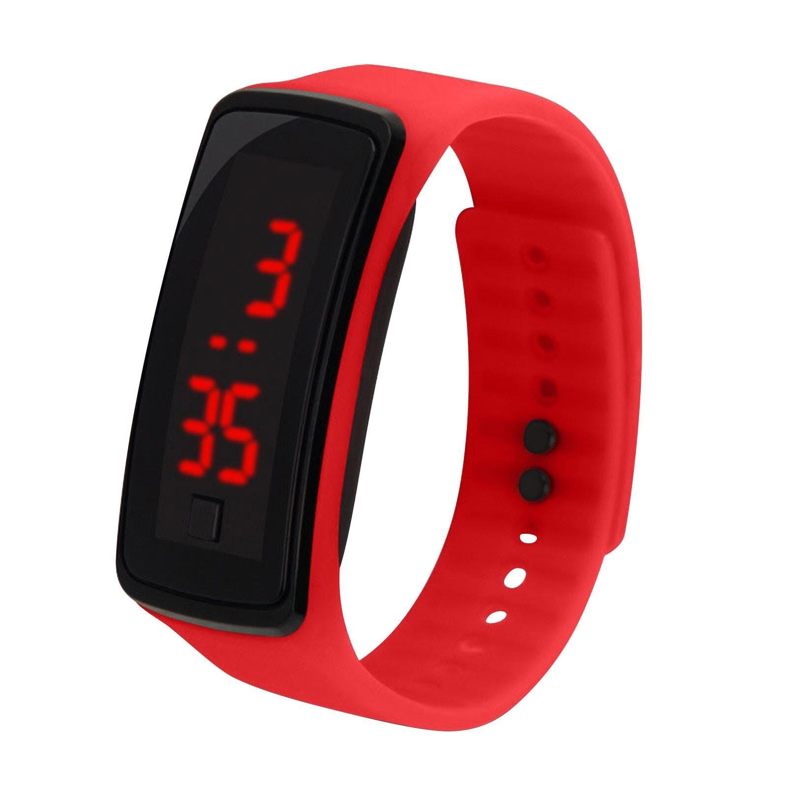 

Модные цифровые часы для мальчиков и девочек, силиконовые наручные часы с регулируемым ремешком красный