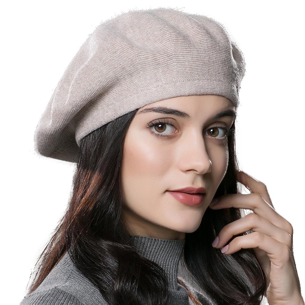 Womens Winter Beret Hat Knitted Beanie Cap Autumn Winter Hat French Classic Beret