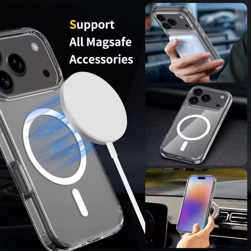 For Wireless Charge Magnetic Case for For Iphone 17 17Air 17Pro Max Shockproof Transparent Shell PC Clear Cover for For Iphone17