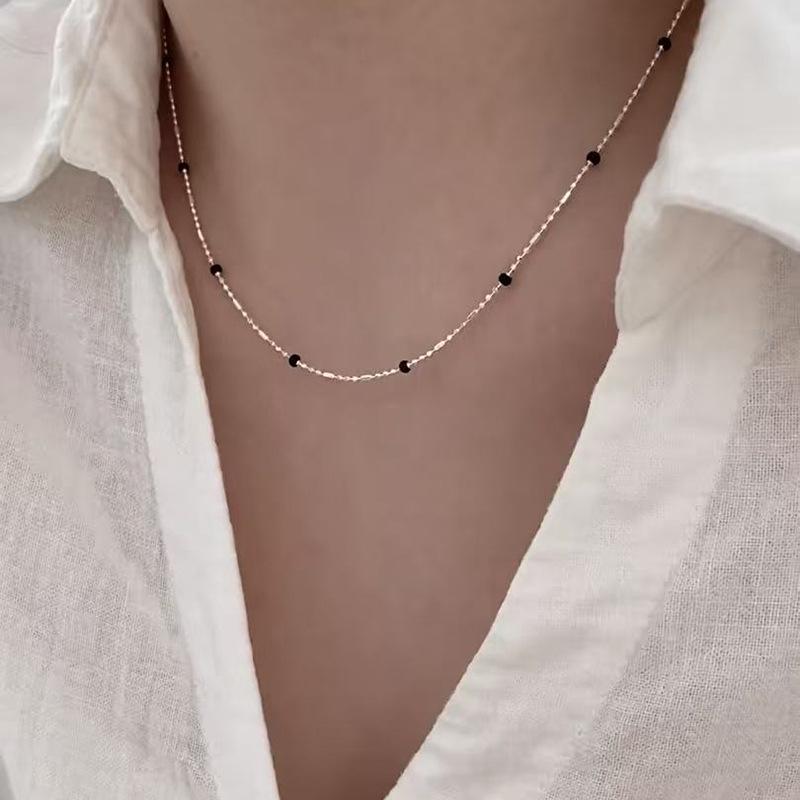Elegante Damen S925 Sterlingsilber Perlenanhänger Halskette - Leichte Luxus Schlüsselbeinkette