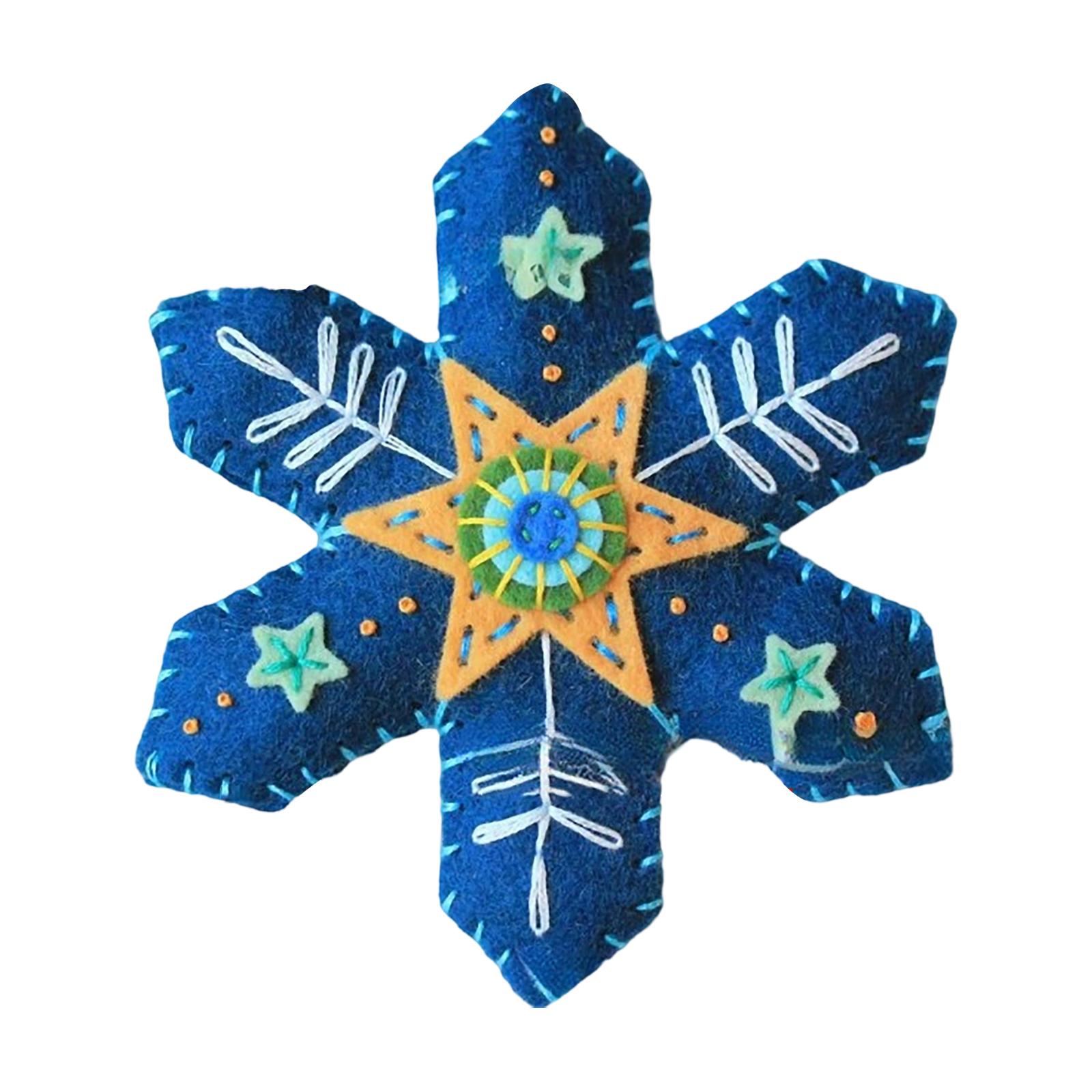 

Рождественское вышитое украшение-снежинка, готовое изделие One Size синий
