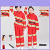 Costume de Pompier pour Enfants Ensemble de Vêtements de Jeu de Rôle Rouge Polyester Tenue de Pompier Pour Performance en Maternelle
