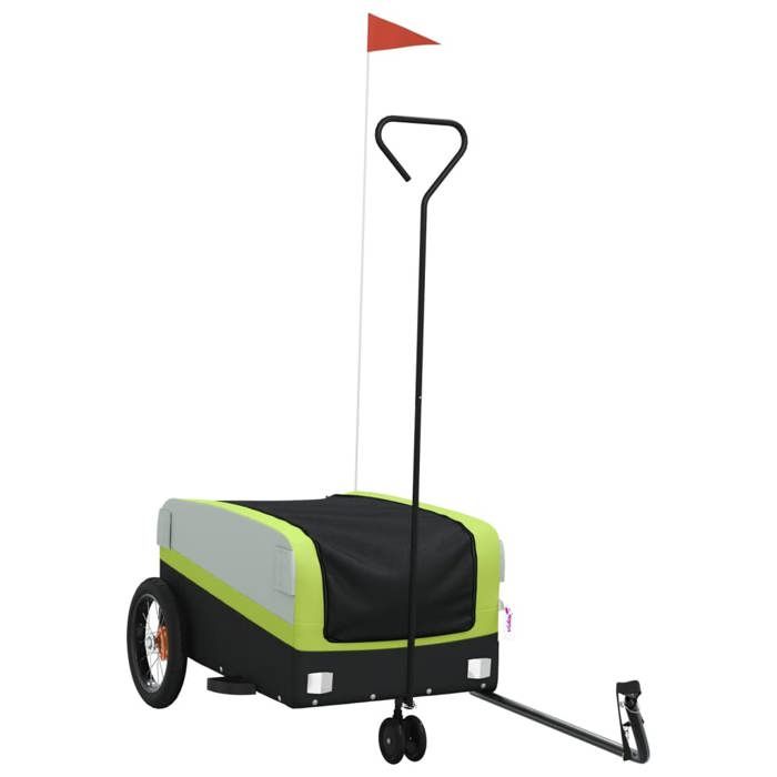 VidaXL Bicycle Trailer Black and Green 30 Kg Iron 94060