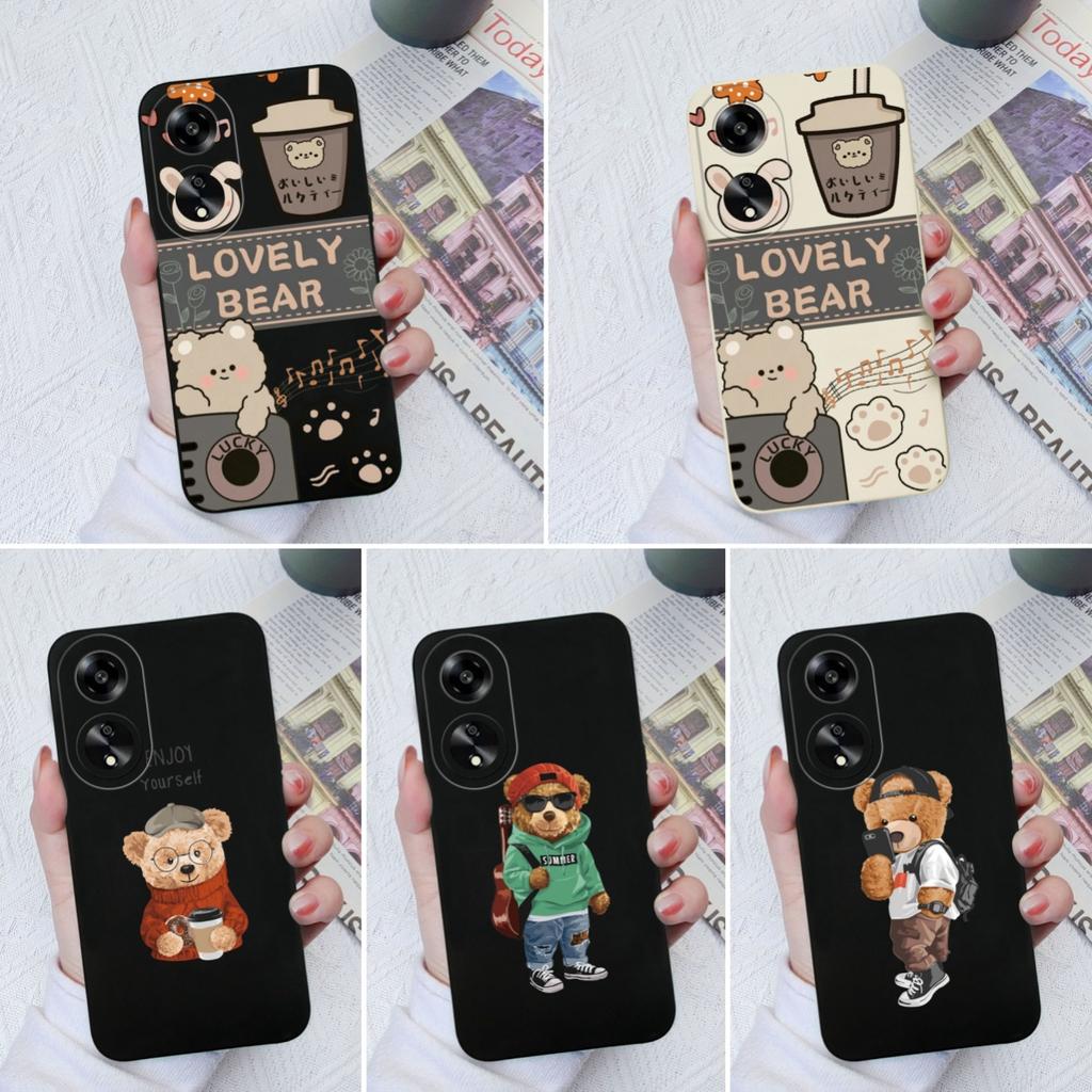 For Oppo A11 A1K A55 A1 A7 A15 A35 A52 Phone Case Cute Cartoon Little Bear Pattern Liquid Silicone Anti Slip Protective Soft Back Cover For Oppo Shell
