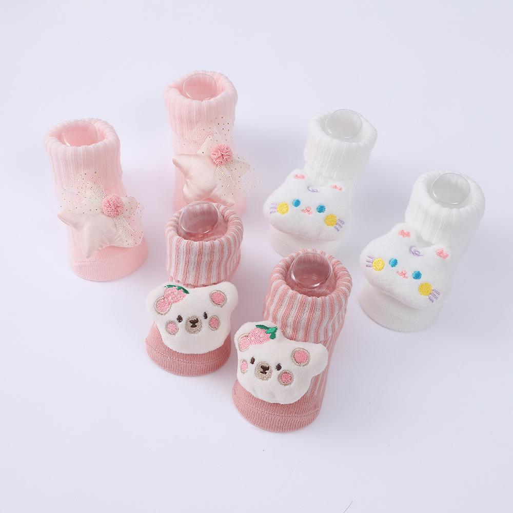 3 Pairs Newborn Baby Socks Cute Cartoon Animal Cotton Floor Socks Infant Thin Socks Breathable Kids Clothes Accessories