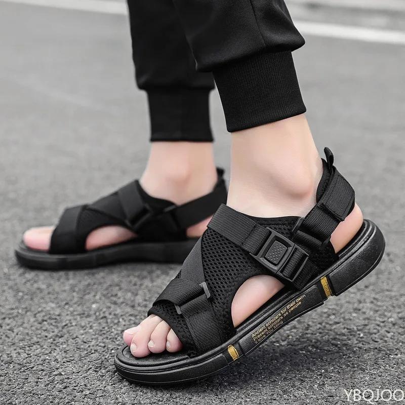 Fashion Summer Outdoor Breathable Comfort Slip On Open Shoes Casual Men Outdoor Sport Flat Sandals Shoes Soft Bottom Beach 2025