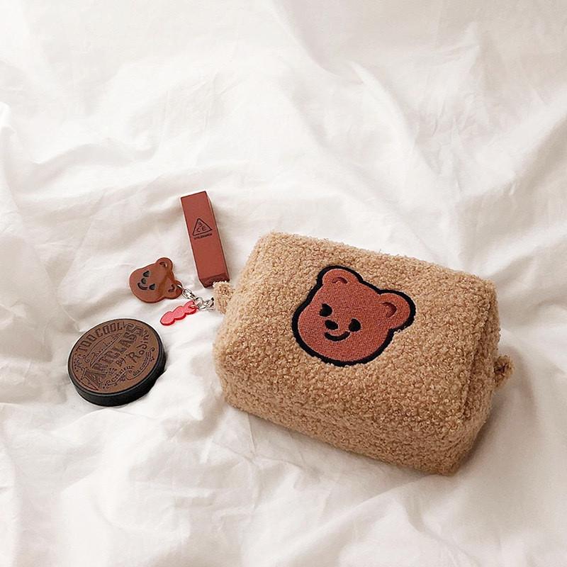 Teddy Plush Bear Makeup Bag With Large Capacity For Travel And Storage