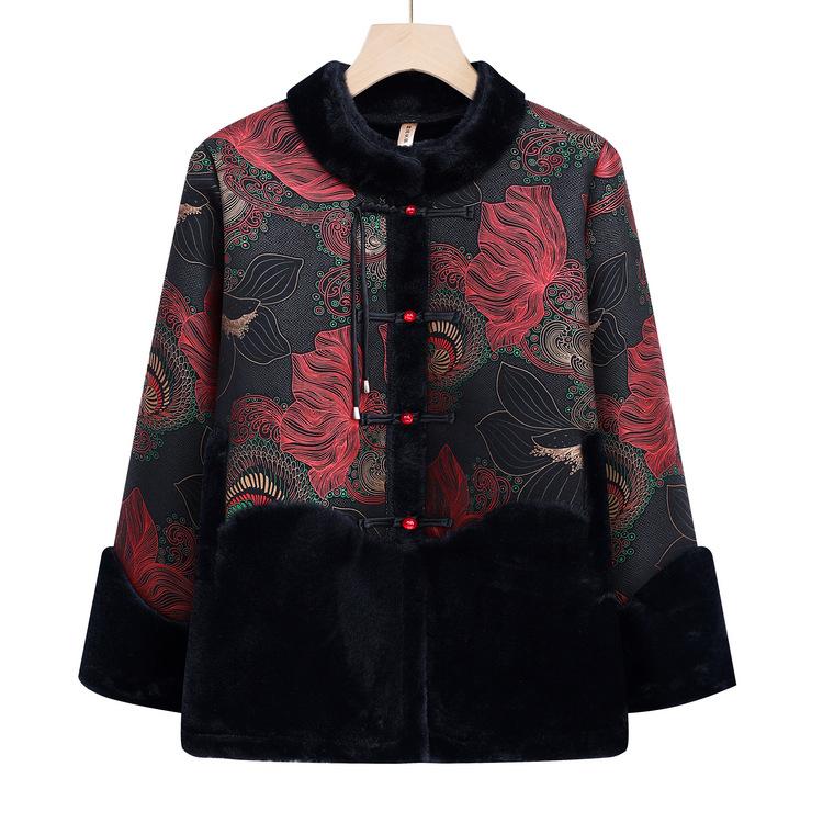 

Middle-aged Mother Autumn and Winter Jacket New Style Middle-aged and Elderly Thickened Imitation Fur Coat Mink Cotton Coat Jacket XL красный