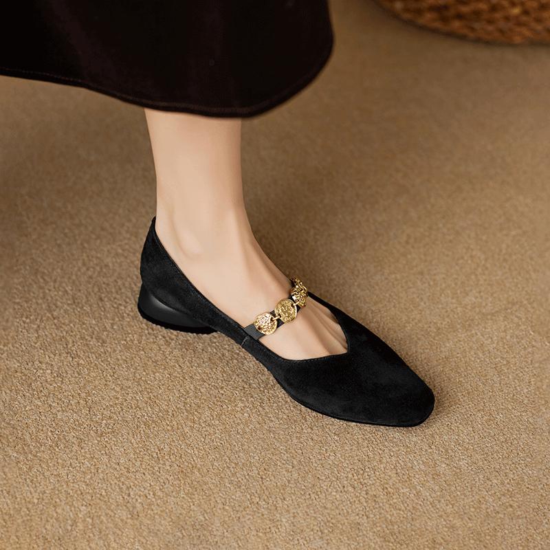 

Литературные и ретро туфли Мэри Джейн на цепочке с золотой монетой с квадратным носком, женские 2025, новые весенне-летние, удобные и универсальные, на толстом низком каблуке s 40