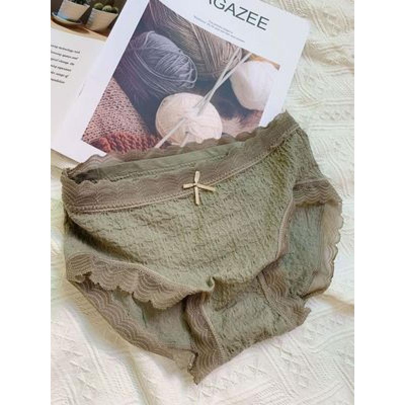 Ladies Spring and Autumn Fashion New Lace Cotton Crotch Breathable Waist Triangle Briefs