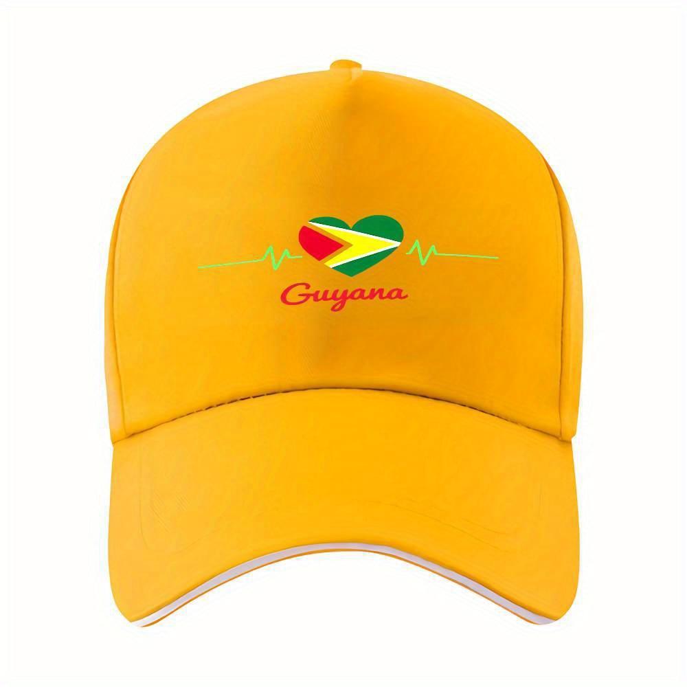 Guyana Flag Heartbeat Baseball Cap Unisex Polyester Patriotic Casual Sports Adjustable Headwear