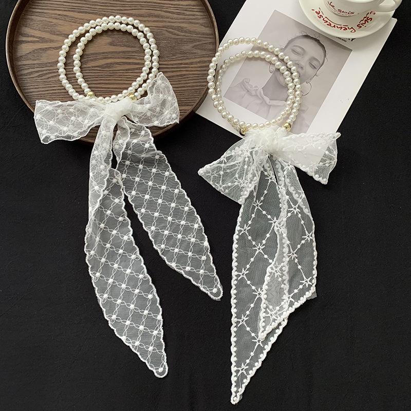 New Retro Lace Silk Scarf Long High-end Versatile Decorative Streamer Headband Multi-functional Scarf Headband Headwear