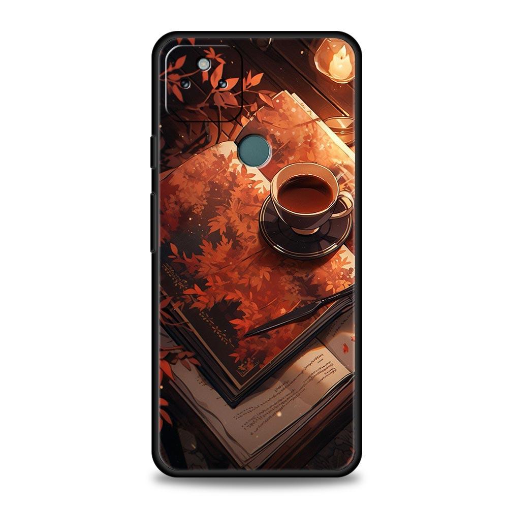 Pumpkin Autumn Leaves Coffee Phone Case Cover for Google Pixel 10 9 8 7 6 9A 8A 7A 6A Pro Shockproof Soft TPU 9 Pro XL Shell Bag