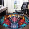1pc Dragon StainedGlass Office Round Area Rug, Under Office Chairs Bedroom Living Room Home Decor, Room Deco, Available in Various Sizes
