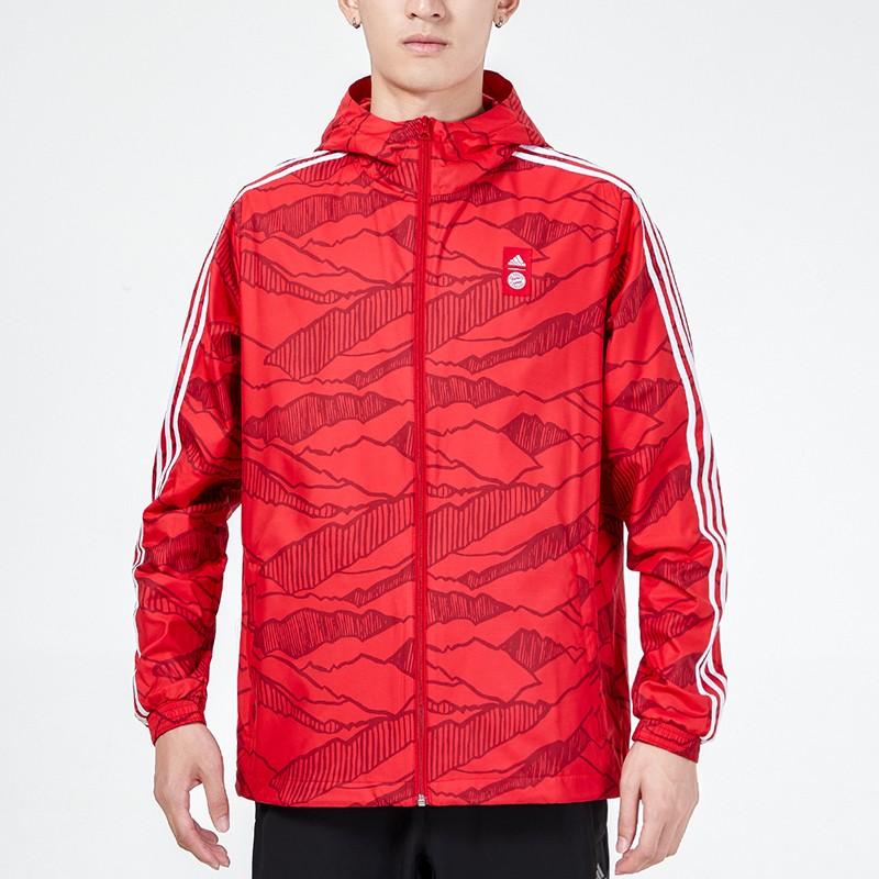 Adidas Soccer Training Windbreaker Quick-Dry Casual Hooded Jacket Men Jacket Red GR0683