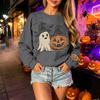 Unisex Halloween Print Lightweight Long Sleeve Neck Pullover Sweatshirt for Casual