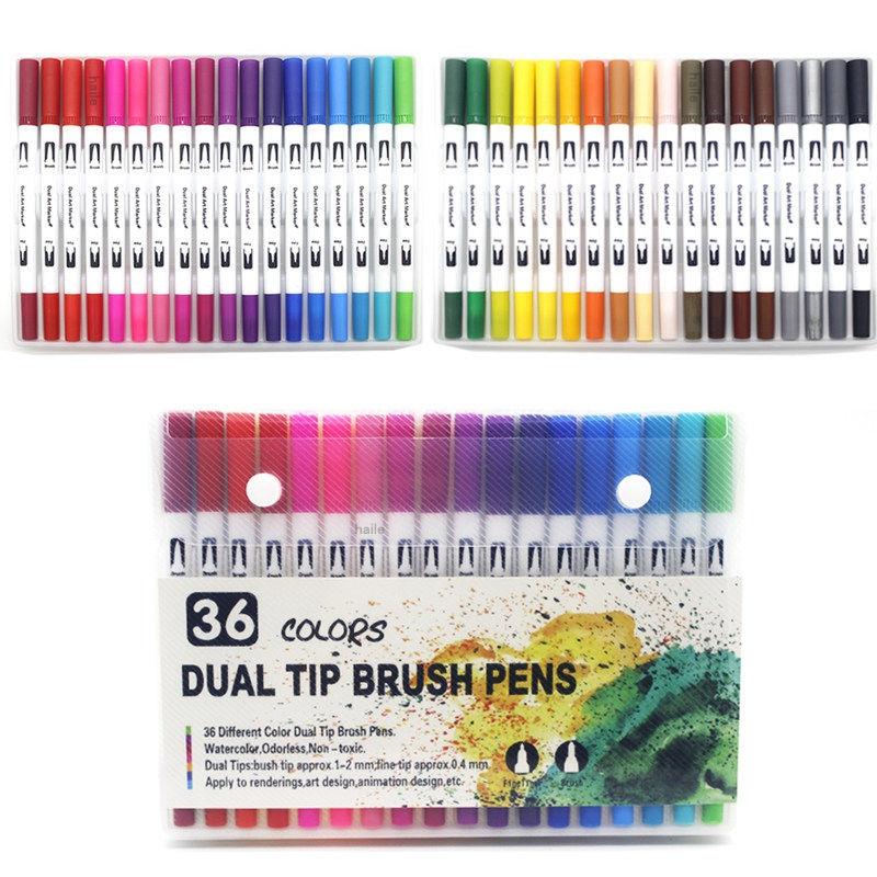 12/100/120Colors Dual Tip Calligraphy Pen Watercolor Brush Pen Art Markers Pens Manga Sketching Drawing Children DIY Supplies