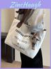 Canvas Tote Bag Dam Casual Stor Kapacitet Axelväska Handväska För Skola Och Vardagsbruk