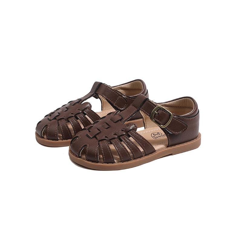 

Children Sandals Girl s Fashion Rome Braid Geniune Leather Sandals Anti slip soft bottom Summer Shoes Size 22-31 25