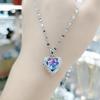 Korean Heart of the Ocean Necklace: Colorful Crystal Pendant, 18K Gold-Plated Titanium Steel, Light Luxury Clavicle Chain