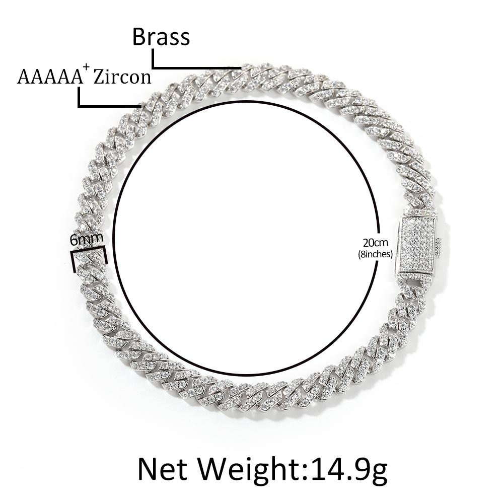 UWIN Hip Hop 6mm Thin Cuban Chain Wrist Bracelet with Box Clasp 5A CZ Iced Out Girl Women Cuban Bangles